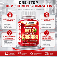 Fabrication en gros directe d'usine de suppléments personnalisés en marque privée OEM ODM, gommes de vitamine B12 méthylcobalamine, qualité GMP COA