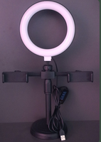 Lampu cahaya pengisi cincin LED dengan pemegang ponsel ganda