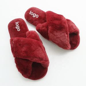 Hot Selling Winter Crossing Pluche Faux Bont Slippers Dames Huis Slippers Voor Mozambique Vrouwen