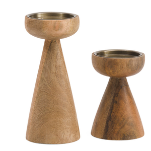 Candelabros de madera de mango hechos a mano Candelabros de pilar de madera más vendidos Candelabros de madera para sala de estar - Product Image 3
