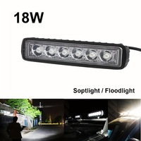 Nouveau phare de travail LED automobile, simple rangée, 6 lampes, 18W, 12V, pour véhicules tout-terrain, feu auxiliaire de jour universel