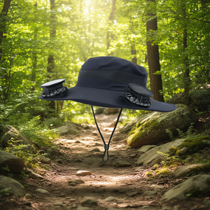 Sombrero para el sol de ala ancha para exteriores con ventiladores solares, 3 velocidades de viento, ángulo ajustable para senderismo, pesca, camping - Product Image 2