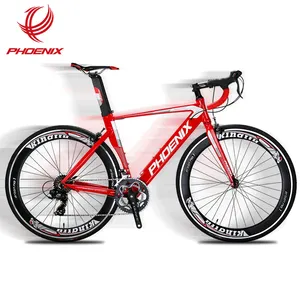 PHOENIX-دراجة حصى للطرق ، دراجة سباق ، فرامل قرص ألومنيوم ، 14 سرعة ، 700C ، أحمر ، للبيع