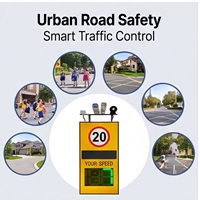 Panneau de signalisation de vitesse solaire à LED avec radar et réseau Wi-Fi, affichage dynamique à 3 chiffres, détection et surveillance des véhicules par caméra