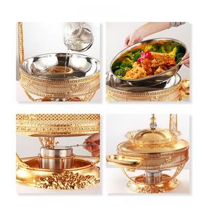 Nuevo 4L 6L 8L Acero inoxidable oro hotel restaurante calentador de <span class=keywords><strong>comida</strong></span> plato de frotamiento de gran capacidad para Catering Buffet fiesta boda - Product Image 5