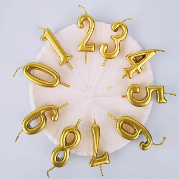 HUAMING Lilin Ulang Tahun Nomor Warna Emas Grosir Lilin Parafin Lilin Ulang Tahun dan Pesta Lilin Kue Ulang Tahun untuk Kue