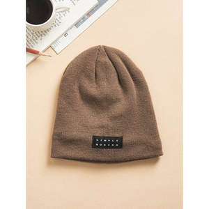 Custom Winter Hats Fur-Lined Simple <b>Beanie</b> Brown <b>Slouchy</b> Style Embroidered Logo Breathable Ribbed Design Customizable Cotton - Product Image 1