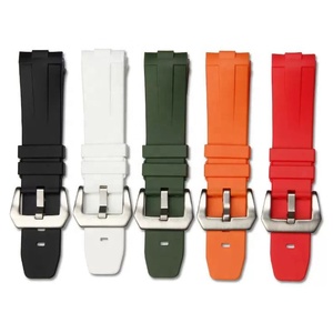 Correa de reloj de silicona vulcanizada de <span class=keywords><strong>24mm</strong></span> con hebilla dorada de Color puro para Panerai, correa de goma de lujo en rojo, naranja, verde, azul, blanco y negro - Product Image 3