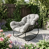 Fauteuil à bascule moderne d'extérieur en corde avec structure en acier pour patio, jardin, villa, ferme et cour