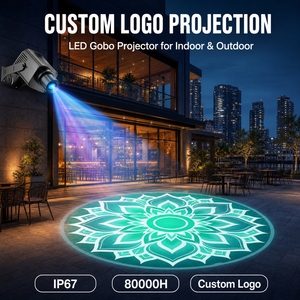 ไฟฉายโปรเจคเตอร์โลโก้แบบกำหนดเอง LED สำหรับโฆษณาบนกระจก ฉายภาพ Gobo สำหรับใช้งานภายในและภายนอกอาคาร IP67 สำหรับประตูลิฟต์ พื้น หมุนได้ - Product Image 6