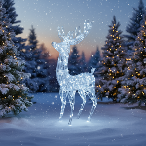 Reno Navideño Acrílico de 6 Pies con Luces LED Blancas Frías, Control Manual, Enchufe de Pared, Decoración para Interiores y Exteriores - Product Image 2