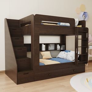 Defujiabao 아파트 어린이 침실 가구를위한 수납 계단 및 서랍이있는 맞춤형 나무 이층 침대 - Product Image 2