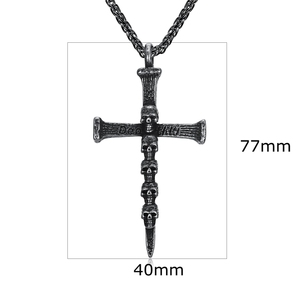 Personalità motociclisti <span class=keywords><strong>teschi</strong></span> in acciaio inossidabile croce collana pendente vintage hip hop rock band teschio uomo gioielli con ciondolo - Product Image 2