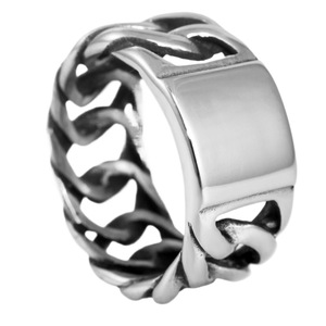 yunnique Men's <b>Titanium</b> Steel Motorcycle Chain <b>Ring</b> Hollow Geometric Design Size 27 Fashion Jewelry Gift - Product Image 5