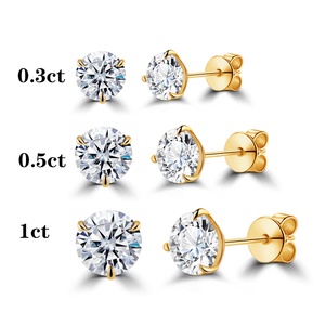 Starsgem Diamant orecchino Push Back bottone Earbob 3 artiglio Martini 10K 14K 0,5ct orecchini di diamanti coltivati da laboratorio 1ct - Product Image 1