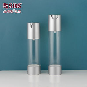 TA021-100ml vide AS en plastique mat argent haut bas moyen clair bouteille transparente correspondant avec pompe sans air pour la comédie - Product Image 3