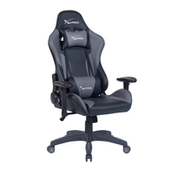 Chaise de jeu PC gamer pivotante avec cadre en métal personnalisé, revêtement en cuir PU gris, refroidissement, capacité de 500 livres