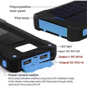 แบตสำรองพลังงานแสงอาทิตย์แบบกำหนดเองได้ ความจุ 10000mAh พร้อมเข็มทิศและไฟกลางคืน สำหรับอุปกรณ์อิเล็กทรอนิกส์ฉุกเฉินกลางแจ้ง - Product Image 5
