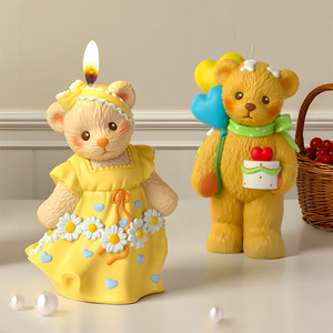 Stampi per candele per orsacchiotto 3D stampi in Silicone carino per torta <span class=keywords><strong>di</strong></span> compleanno candele per fare la fusione in resina - Product Image 3