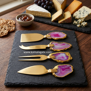 Juego de 6 Platos Decorativos de Piedra de Ónix Azul Ágata Tallados a Mano para Mesa, Soportes para Platos de Gemas para el Hogar - Product Image 5