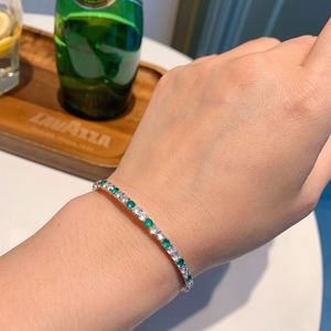 Wholesale Waterproof Jewelry Eco-friendly <b>Copper</b> Micro Pave Emerald Green Zircon <b>Bangle</b> for Vibrant Party Looks - Product Image 1