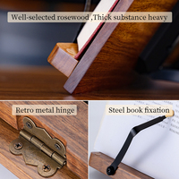 Support de livres en bois de rose, 4 pièces, fait à la main, réglable, pliable