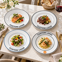Assiette en céramique personnalisée avec logo, vente en gros, assiette à dîner en porcelaine blanche, OEM ODM, vaisselle pour restaurants et hôtels, commandes en gros