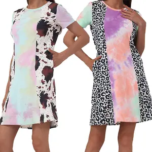 2024 Women Girls Summer Short Sleeves Swing Dresses Casual A Line Flared Sundress for Party Beach Dress