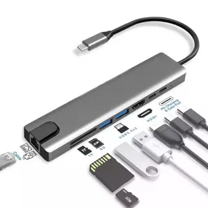 8 in 1 확장기 어댑터 SD TF 카드 리더 타입 C USB 3.0 도킹 애플 맥북프로 컴퓨터 다기능 USB 허브