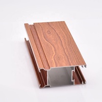 Profilés en aluminium à rupture de pont thermique Double U pour clôture, couleur bois, et profilés en aluminium pour plafond