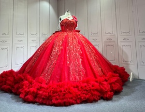 Mumuleo abito rosso principessa Quinceanera 2026 elegante monospalla Custom <span class=keywords><strong>Queen</strong></span> Vestido Para De 15 Anos - Product Image 3