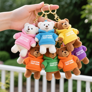 ของเล่นตุ๊กตายัดไส้รูปหมีนุ่มพิเศษพร้อมโลโก้ที่กำหนดเองเสื้อยืดตุ๊กตาปักสำหรับวันเกิดและงานแต่งงานพวงกุญแจตุ๊กตา - Product Image 1