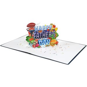 3D Pop-Up 4 Color Father's Day Greeting Card Paper Die Cut Rectangle <b>Matte</b> <b>Varnish</b> Greetings - Product Image 3