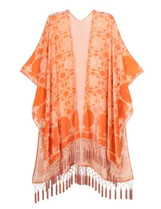 JY Fashion High quality Velvet Burnout Kimono plain premium suede shawl and scarf new style soft solid color scarf