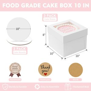 Boîtes de boulangerie blanches avec fenêtre, pliables, en papier, personnalisables, pour biscuits, gâteaux, beignets, cupcakes, macarons, contenants à emporter – Vente directe usine - Product Image 2