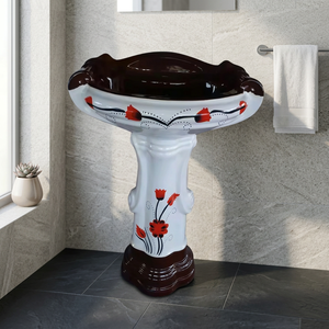 Grand lavabo rectangulaire en céramique de luxe sur piétement, lavabo de salle de bain design - Product Image 5