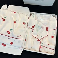 Pyjama en soie glacée pour femmes printemps et automne, manches longues, style minimaliste français, ensemble de vêtements de maison, vêtements de nuit confortables