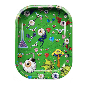 Venta al por mayor de Metal 18*14CM bandejas de hojalata con logotipo personalizado bandeja para servir tabaco para fumar Accesorios - Product Image 2