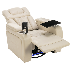 เก้าอี้ปรับเอนหนัง PU หมุนได้ 270 องศา สไตล์โมเดิร์น สำหรับห้องนอน ที่นั่งเดี่ยว โฮมเธียเตอร์ พร้อมโต๊ะวางของ - Product Image 4