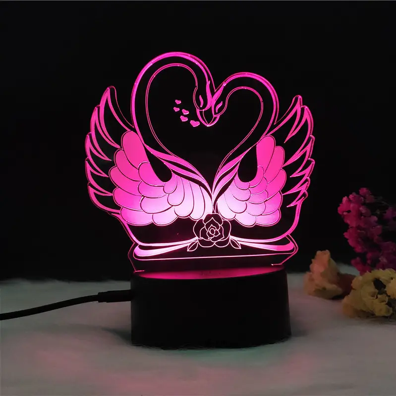 Die elegante und süße Schwan Valentinstag 3D Licht Nacht