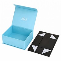 Boîte magnétique bleu ciel de luxe avec base pliable pour emballage cadeau haut de gamme et vente au détail en boutique