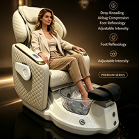 Fauteuil de pédicure électrique de luxe commercial avec revêtement en PU matelassé, fonction massage des pieds et bassin à remous amovible