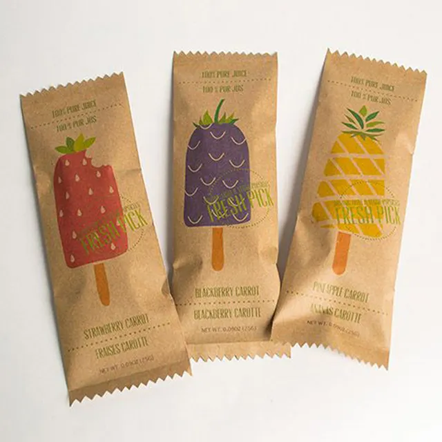 China Factory Custom Printed Bpa Free 100% Food Grade Packaging Popsicle Bag Kraft Ice Cream Paper Bags