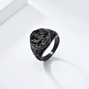 Cross-border retro style double-headed eagle <b>titanium</b> steel domineering men's <b>ring</b>, unique and personalized Anka cross jewelry - Product Image 4