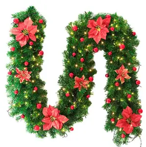 Groothandel pre lit slanke 6ft kerstboom-Custom Xmas Garland Party Home Decorations Groene Kerst Slingers