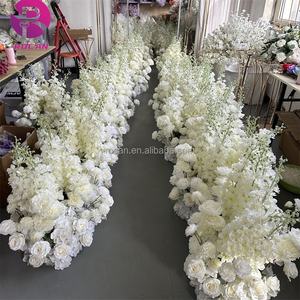 Ivoire blanc fleur coureur fleur rangée mariage centres <span class=keywords><strong>de</strong></span> <span class=keywords><strong>table</strong></span> fête événements décoration soie artificielle Rose <span class=keywords><strong>chemin</strong></span> <span class=keywords><strong>de</strong></span> <span class=keywords><strong>table</strong></span> - Product Image 3