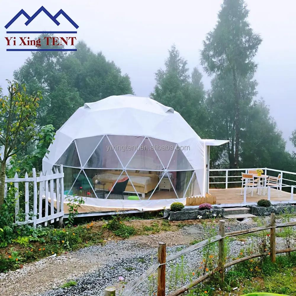 Export Italië 6M Outdoor Luxe Glamping Camping Dome Resort Tent Voor Reisresort Glamping Met Badkamer