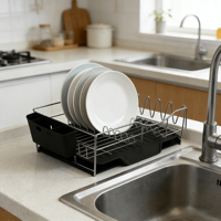Étagère de rangement de cuisine moderne en fer, double couche, pour vaisselle et bols, étanche, réglable, durable, portable, de type sur pied