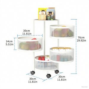 Rotating Movable Metal Organizer Kitchen Storage Rack for <b>Vegetable</b> and Snack Food Use <b>Standing</b> Type Storage Rack Factory OEM - Product Image 6