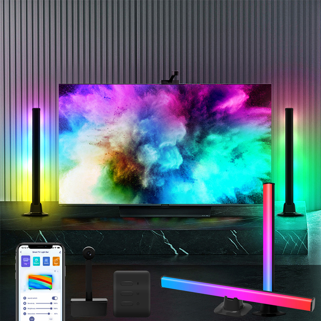Smart Immersion TV Ambient Lights with Camera Wifi RGBIC LED Light Bar for 45-65 Inch Screen Sync TV Backlight for Gaming Movie
